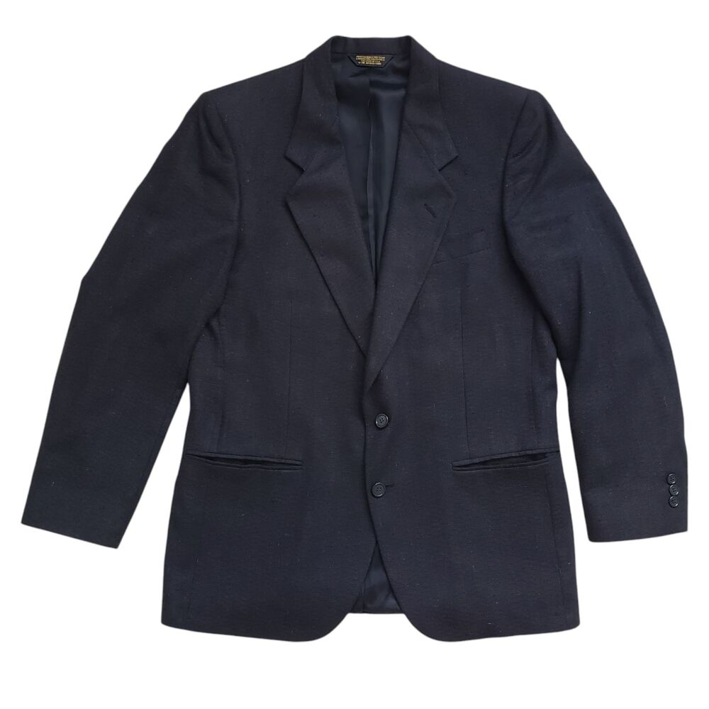 Vintage Nino Cerruti Rue Royal Wool Blazer Jacket Mens 42 Black Sport Coat